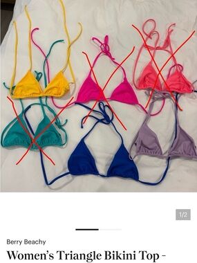 Solid Royal Blue Triangle Bikini Top